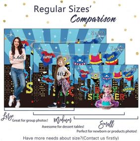 img 2 attached to 🌃 Vibrant Blue Super City Skyline Backdrop for Baby Shower, 1st Themed Birthday Photography Party, and More - Allenjoy 7x5ft