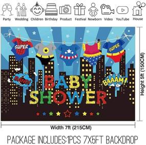 img 3 attached to 🌃 Vibrant Blue Super City Skyline Backdrop for Baby Shower, 1st Themed Birthday Photography Party, and More - Allenjoy 7x5ft