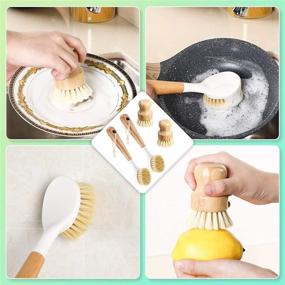 img 1 attached to 🥥 Coconut Bristle Long Handle Cleaning Brush Set for Kitchen Dishes, Pots, and Pans – Ideal for Cast Iron Skillets, Sinks, Bathrooms, and Household Cleaning