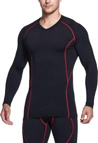 img 3 attached to 🌡️ TSLA Men's Thermal V-Neck Long Sleeve Compression Shirts for Winter Running, Athletic Base Layer Top - Ideal Winter Gear