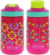 🌼 rubbermaid kids water bottle sip, chug - leak-proof reusable container - keep your kids hydrated - bpa-free - protective spout cover - 14 oz, flowers with birds, 2 pack logo