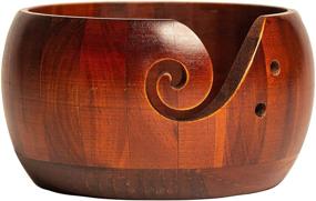 img 4 attached to 🪡 Handcrafted Wooden Yarn Bowl - Size 6"x4" with Knitting Needle Hole - Tangle-Free Knitting & Crocheting - Perfect Gifts for Moms and Grandmothers on All Occasions