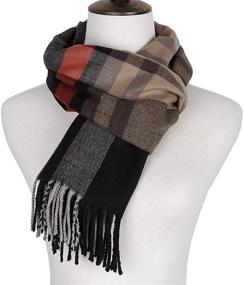 img 1 attached to 🧣 Men's Brown and Black Classic Cashmere Scarves by Runtlly - Essential Accessories for Stylish Outfits