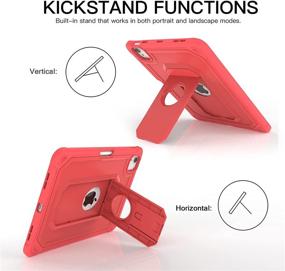 img 3 attached to 📱 Cantis iPad Air 4 Case - 10.9 Inch 2020, with Built-in Screen Protector and Pencil Holder, Dual Layer Full-Body Shockproof Rugged Protective Case with Kickstand - Red