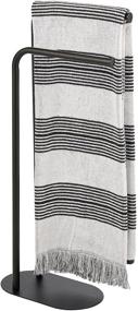 img 4 attached to 🛀 2 Tier Modern Matte Black Metal Towel Rack Holder for Bathroom Storage and Organization, Perfect for Bath and Hand Towels, Washcloths, Next to Tub or Shower - by mDesign
