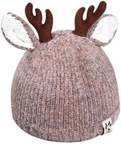 img 4 attached to Warm and Stylish: RARITY-US Kids Winter Hat with Pom Pom, Knit Antlers, Plush Lined Earflap – Perfect for Girls, Boys, and Babies during the Winter Season