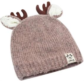 img 2 attached to Warm and Stylish: RARITY-US Kids Winter Hat with Pom Pom, Knit Antlers, Plush Lined Earflap – Perfect for Girls, Boys, and Babies during the Winter Season