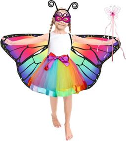 img 4 attached to Rainbow Butterfly Costume Dress with Multicolor