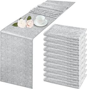 img 4 attached to 💫 10 Pack Silver Sequin Table Runner 12x72 inch - Sparkle Table Covers for Rectangle Tables - Ideal for Wedding, Engagement, Birthday, Party Decorations, Baby Shower, Holiday, Christmas