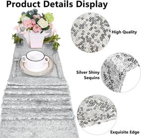 img 1 attached to 💫 10 Pack Silver Sequin Table Runner 12x72 inch - Sparkle Table Covers for Rectangle Tables - Ideal for Wedding, Engagement, Birthday, Party Decorations, Baby Shower, Holiday, Christmas