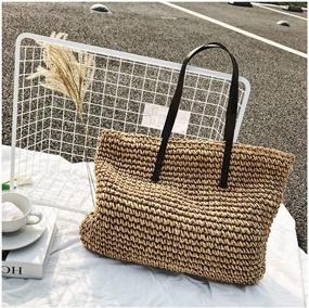 img 3 attached to Hand Woven Leather Women's Totes for Shoulder - CHIC DIARY Handbags & Wallets