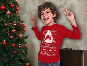 img 2 attached to 👕 Boys' Clothing: Tops, Tees & Shirts - Festive Christmas Sweater Sleeve T-Shirt