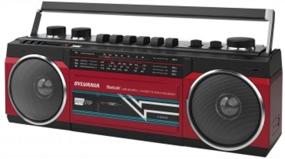 img 3 attached to 📻 Retro Cassette Boombox with FM Radio - SYLVANIA SRC232BT-RED Bluetooth (Red)