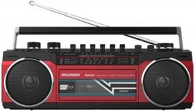img 2 attached to 📻 Retro Cassette Boombox with FM Radio - SYLVANIA SRC232BT-RED Bluetooth (Red)