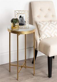 img 1 attached to Stylish and Functional: Kate and Laurel Celia Round Metal Foldable Tray Accent Table in White with Gold Base