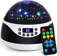 enhancing bedtime bliss: black stars night light projector with timer, music, remote control – perfect sleep aid and delightful gift for babies, girls, and boys in bedroom logo