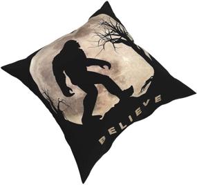 img 3 attached to 🐾 AERICKON Funny Bigfoot Sasquatch Full Moon Throw Pillow Cover - Modern Decorative Cushion Case for Room Bedroom Sofa Chair Car - 18 x 18 Inch