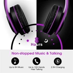 img 1 attached to 🎧 Viwind Bluetooth Wireless Headphones Over Ear with Mic - Foldable Noise Cancelling Headset for Travel, Work, TV, PC, Android Cellphone - Hi-Fi Stereo & Comfortable Earpads (Purple)