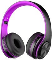 🎧 viwind bluetooth wireless headphones over ear with mic - foldable noise cancelling headset for travel, work, tv, pc, android cellphone - hi-fi stereo & comfortable earpads (purple) logo