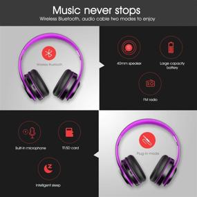 img 3 attached to 🎧 Viwind Bluetooth Wireless Headphones Over Ear with Mic - Foldable Noise Cancelling Headset for Travel, Work, TV, PC, Android Cellphone - Hi-Fi Stereo & Comfortable Earpads (Purple)