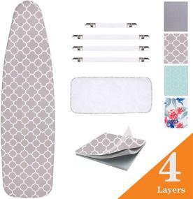 img 3 attached to 🔥 SUNKLOOF Scorch Resistance Ironing Board Cover and Pad: Stain Resistant with Elasticized Edges - 15"x54" Size, Includes 4 Fasteners and 1 Large Protective Mesh Cloth