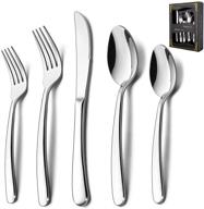 🍽️ premium 40-piece heavy duty silverware set: haware stainless steel cutlery for 8 – modern & elegant design for home, hotel, wedding – mirror polished & dishwasher safe logo