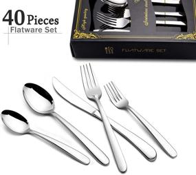 img 3 attached to 🍽️ Premium 40-Piece Heavy Duty Silverware Set: HaWare Stainless Steel Cutlery for 8 – Modern & Elegant Design for Home, Hotel, Wedding – Mirror Polished & Dishwasher Safe