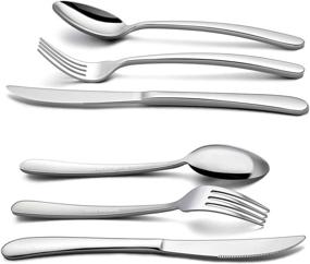 img 2 attached to 🍽️ Premium 40-Piece Heavy Duty Silverware Set: HaWare Stainless Steel Cutlery for 8 – Modern & Elegant Design for Home, Hotel, Wedding – Mirror Polished & Dishwasher Safe