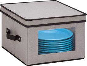 img 3 attached to 🍽️ Honey-Can-Do SFT-05375 Medium Dinnerware Storage Window Box, Gray, 12x12x8.5 - Convenient and Stylish Kitchenware Organizer