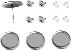 img 3 attached to 📿 40 Pieces Stainless Steel Stud Earring Cabochon Setting Post Cup, Perfect Fit for 8mm, with 80 Pieces Earring Backs Suitable for 8mm