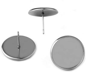 img 1 attached to 📿 40 Pieces Stainless Steel Stud Earring Cabochon Setting Post Cup, Perfect Fit for 8mm, with 80 Pieces Earring Backs Suitable for 8mm