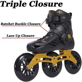 img 1 attached to Black 125 Inline Skates - Fitness 3WD Racing Skate for Adult Unisex with 3 Wheels