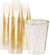 bucla 100pack gold glitter plastic cups: elegant 12oz square tumblers for weddings, parties, and events logo