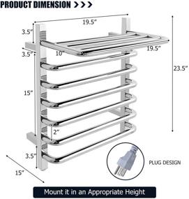 img 1 attached to 🔥 Tangkula Towel Warmer with Shelf - Wall Mounted Electric Heated Towel Rail for Bathroom - Stainless Steel Plug-in Towel Heater Rack - 10 Bars, Mirror Finish