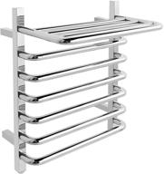 🔥 tangkula towel warmer with shelf - wall mounted electric heated towel rail for bathroom - stainless steel plug-in towel heater rack - 10 bars, mirror finish logo