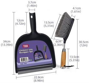 img 2 attached to TOBX Dustpan & Brush Set – Dust Brush with Bamboo & Metal Handle and Hand Held Dust Pan with Built-in Comb and Soft TPR Rubber Lip – Versatile Dust Cleaner for Home, Kitchen, Office, and Stores (Black)