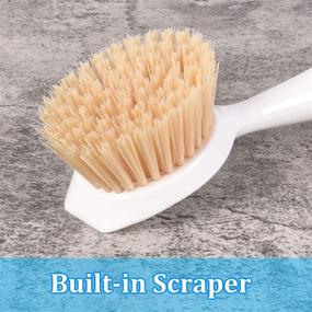 img 1 attached to 🧽 Dish Brush - Bamboo Handle, Kitchen Scrub Brush for Cleaning Dish Pots Pans, Sink Dish Scrubber - 2 Pack