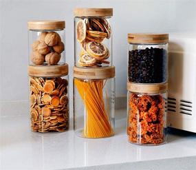 img 1 attached to 🍱 Lawei Set of 10 Glass Food Jars with Bamboo Lids - Food Storage Containers for Candy, Cookies, Rice, Sugar, Flour, Pasta, Nuts