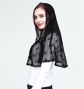 img 3 attached to Church Decoration Black Mantilla Chapel Women's Accessories