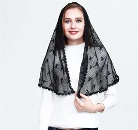 img 2 attached to Church Decoration Black Mantilla Chapel Women's Accessories