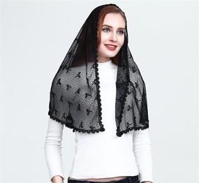 img 1 attached to Church Decoration Black Mantilla Chapel Women's Accessories
