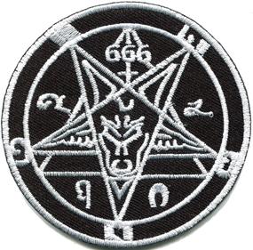 img 1 attached to 🐐 Occult Embroidered Applique Iron-on Patch: Satanic Goat's Head Baphomet Pentagram Pentacle 666