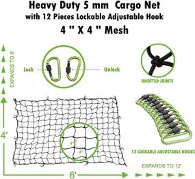 img 2 attached to 🚚 Seah Hardware 4x6 FT Super Duty Bungee Cargo Net for Truck Bed, Expands to 8x12 FT, 24 Universal Hooks, Small 4x4 Inches Mesh, Heavy Duty Car Rear Organizer Net