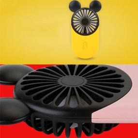 img 3 attached to 🐭 Cute Personal Mini Fan with LED Light, USB Rechargeable, 3 Speeds - Kbinter Mouse 2 Pack (Yellow+Blue)