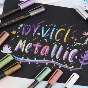 img 1 attached to Dyvicl Metallic Brush Marker Pens - Art Markers for Calligraphy, Brush Lettering, Black Paper, Rock Painting, Card Making, Scrapbooking, Fabric, Metal, Ceramics, Wine Glass Set of 10