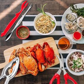 img 2 attached to 🦀 Premium Stainless Steel Crab Crackers and Tools Set - Red, Crab Leg Crackers, Picks, Scissors, Nut Cracker, Seafood Utensils, Fork - High-Quality Shellfish Accessories