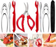 🦀 premium stainless steel crab crackers and tools set - red, crab leg crackers, picks, scissors, nut cracker, seafood utensils, fork - high-quality shellfish accessories logo