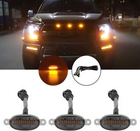 img 4 attached to 🚦 CIIHON Amber LED Front Grille Lights for Ford F150 F250 F350 Raptor (2010-2014, 2017-2021) and Dodge Ram 1500 (2013-2018) - Black Lens