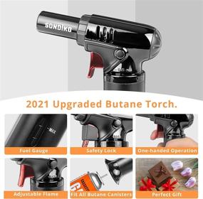 img 3 attached to Versatile Sondiko Butane Torch: Fuel Gauge, Safety Lock, Adjustable Flame – Perfect for Kitchen, One-handed Operation, Fits All Butane Tanks