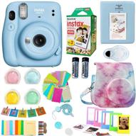 📸 fujifilm instax mini 11 camera sky blue bundle: fuji instant film twin pack, colorful case, album, stickers, & more logo